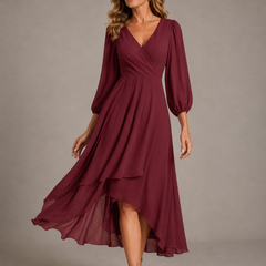 Mia™ | Elegant V-neck Long Dress