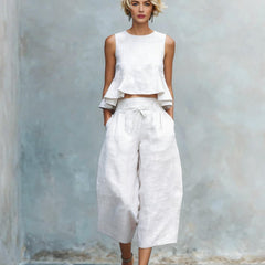 Women's Two-Piece Set with Ruffled Hem