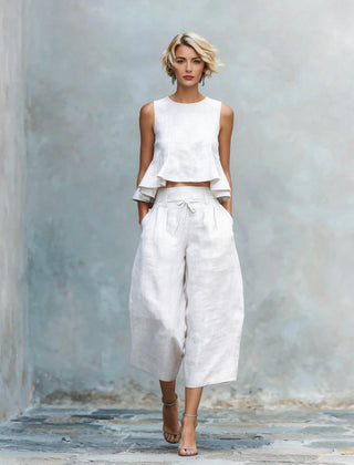 Women's Two-Piece Set with Ruffled Hem