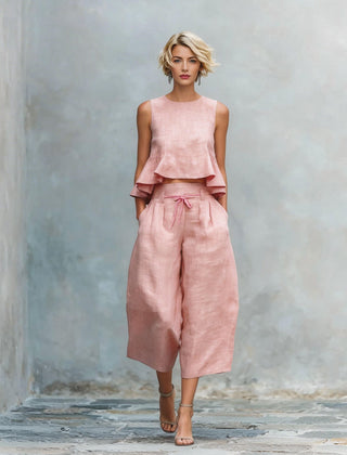 Women's Two-Piece Set with Ruffled Hem