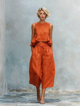 Women's Two-Piece Set with Ruffled Hem