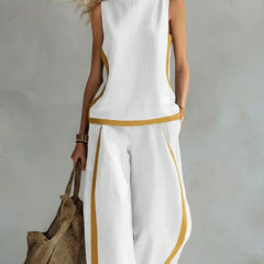 Ursula - Elegant and Casual Set of Vest and Pants with Two-Tone Finishes