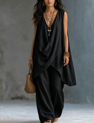 Ginevra | Draped Suit with Wide Pants