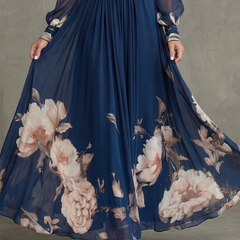 Ziva | Pleated Sheer Sleeves Maxi Dress