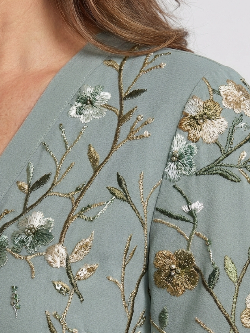 Olivia New York™ | Floral V Neck Short Sleeve Maxi Dress
