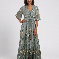 Olivia New York™ | Floral V Neck Short Sleeve Maxi Dress