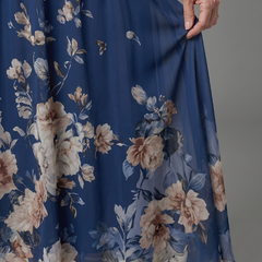 Clarissa | Sleeveless V Neck Soft Floral Hem Midi Dress