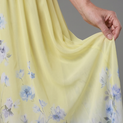 Clarissa | Sleeveless V Neck Soft Floral Hem Midi Dress