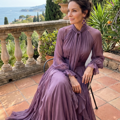 Demetria | Tie Neck Ruffle Tiered Maxi Dress
