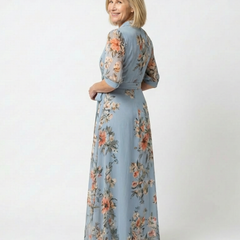 Elowen | Floral Wrap V Neck Maxi Dress