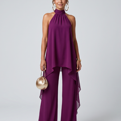 Zareen | Asymmetric Tunic Top Wide Leg Pants Set