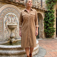 Pema | Long Sleeve Patch Pockets Midi Dress