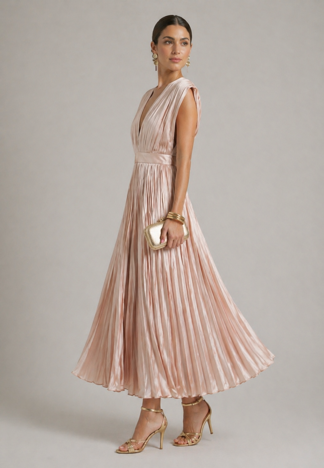 Olivia New York™ | Timeless Pleated Midi Dress