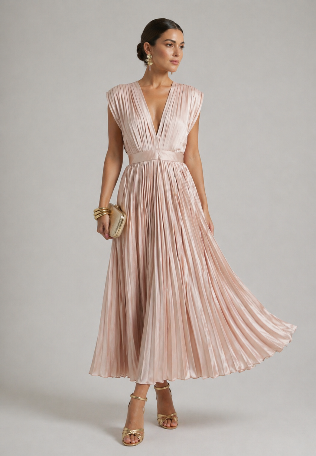 Olivia New York™ | Timeless Pleated Midi Dress