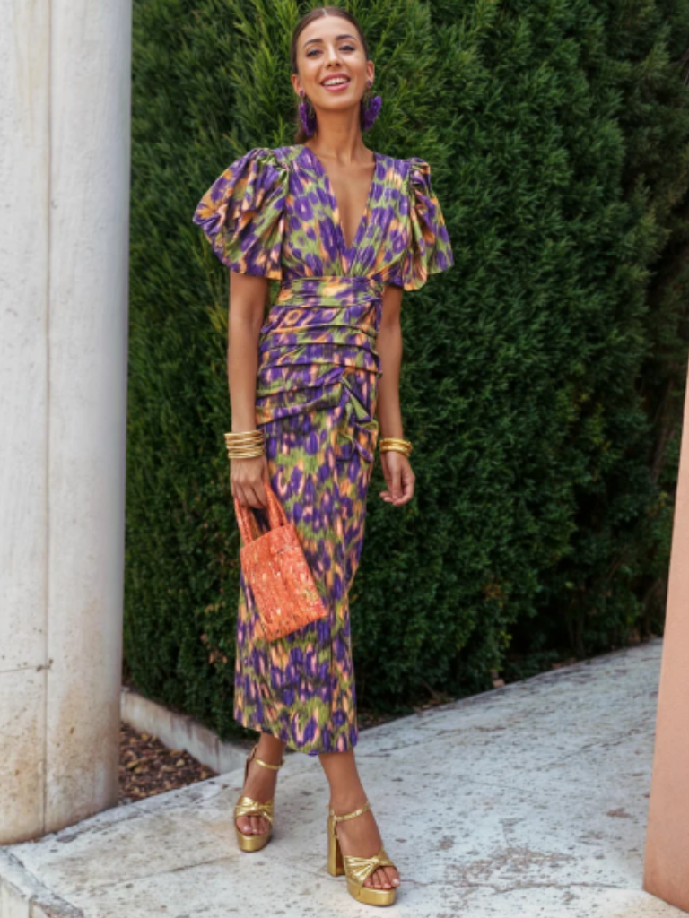 Olivia New York™ | Vivid Pleated Midi Dress