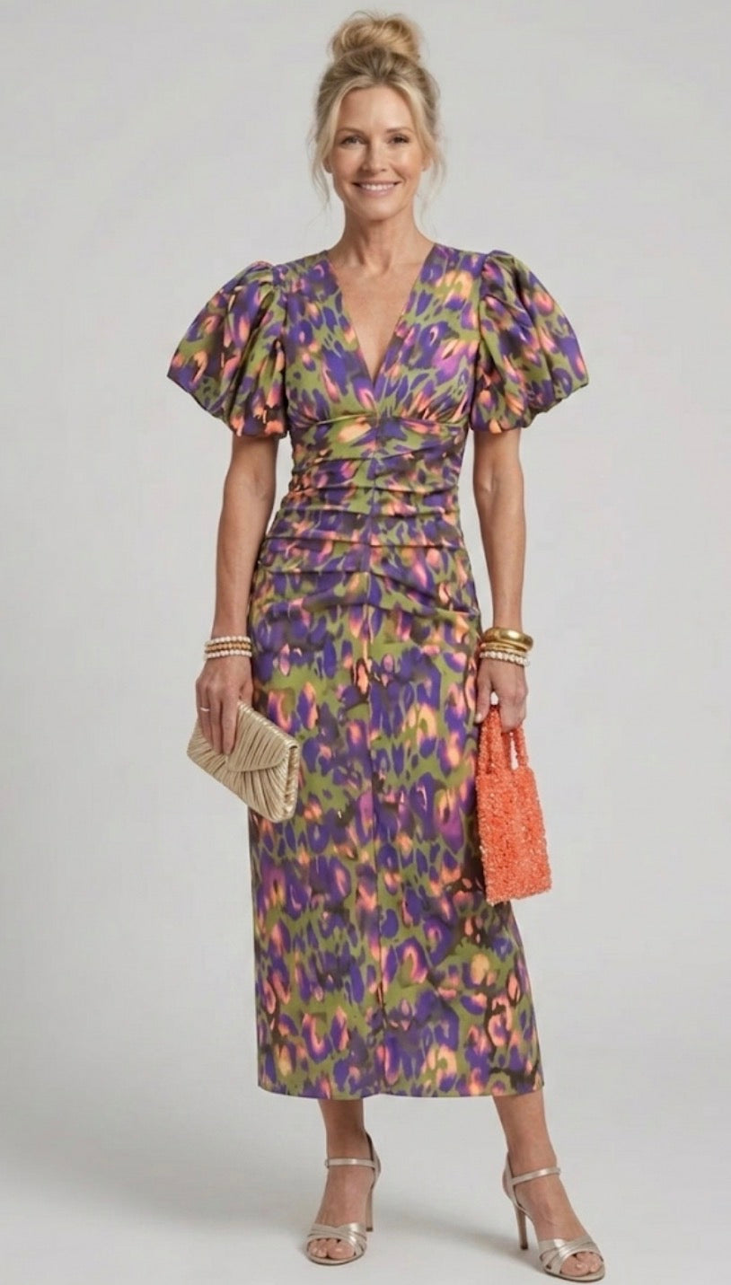 Olivia New York™ | Vivid Pleated Midi Dress