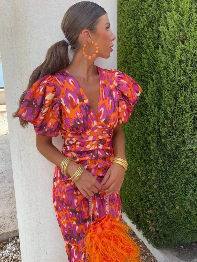 Olivia New York™ | Vivid Pleated Midi Dress