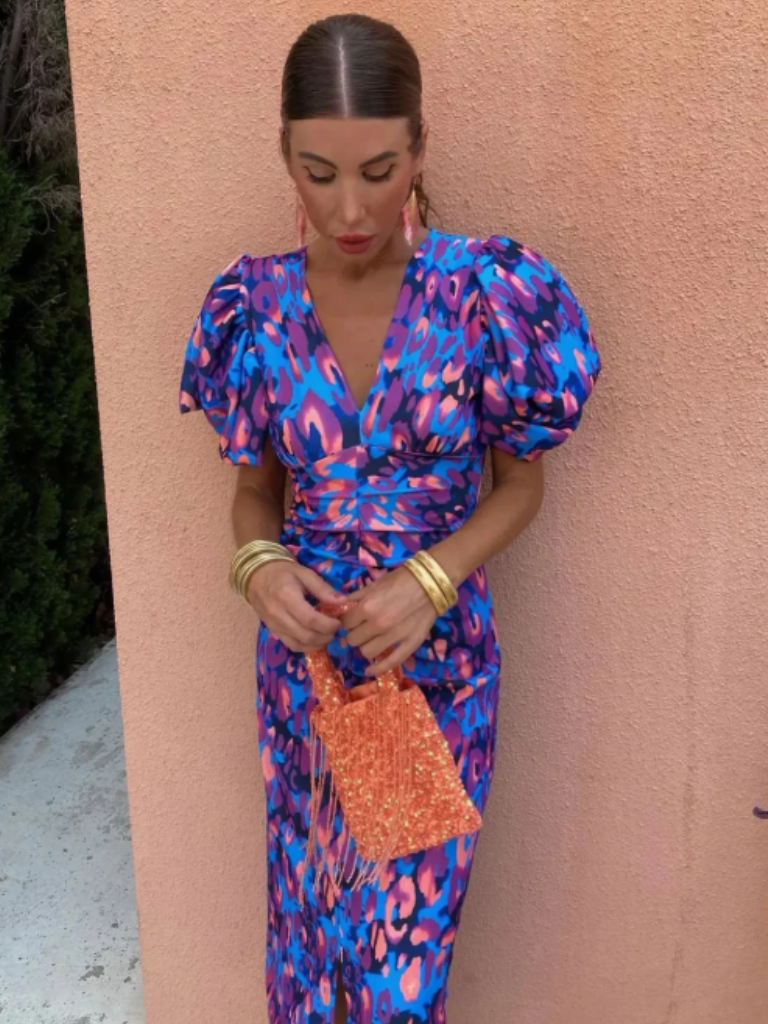 Olivia New York™ | Vivid Pleated Midi Dress