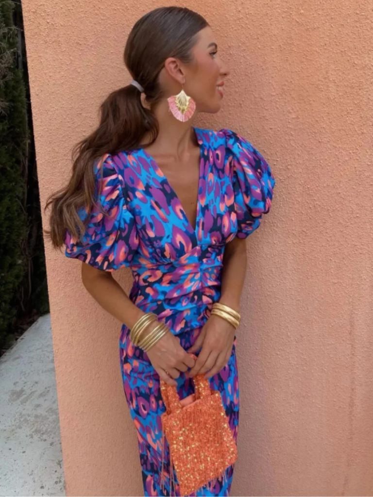 Olivia New York™ | Vivid Pleated Midi Dress