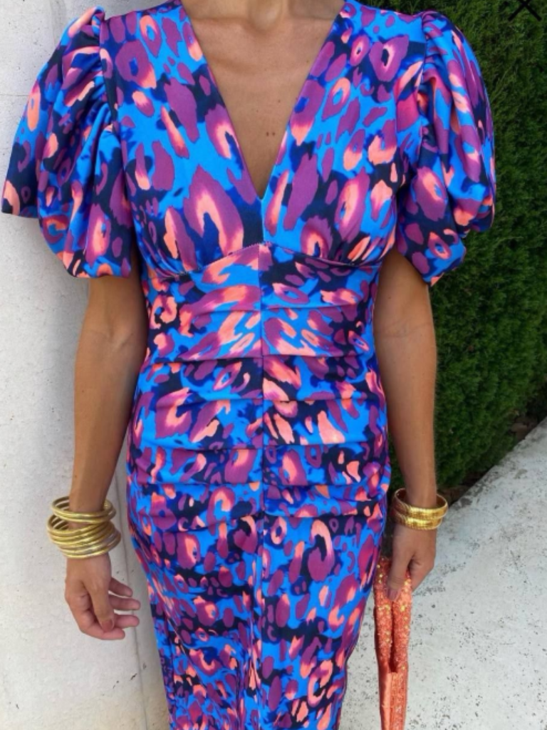 Olivia New York™ | Vivid Pleated Midi Dress