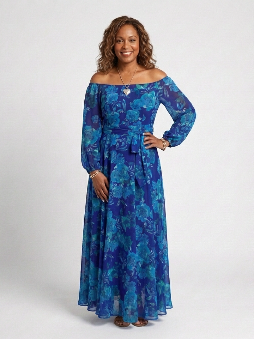 Olivia New York™ | Off Shoulder Floral Maxi Dress