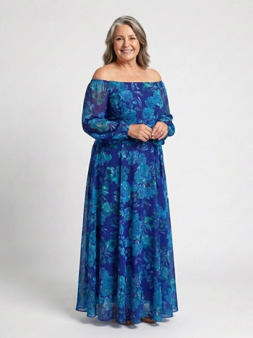 Olivia New York™ | Off Shoulder Floral Maxi Dress