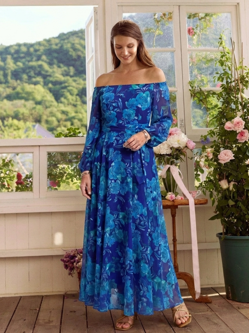 Olivia New York™ | Off Shoulder Floral Maxi Dress