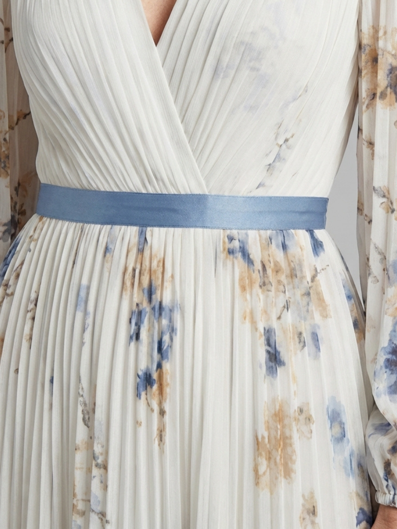 Olivia New York™ | Long Sleeve V Neck Floral Maxi Dress