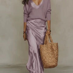 Anaïs – Elegant Satin Midi Dress