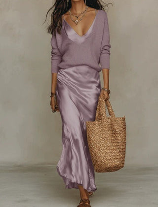 Anaïs – Elegant Satin Midi Dress