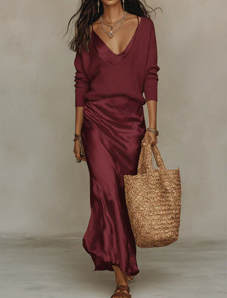 Anaïs – Elegant Satin Midi Dress