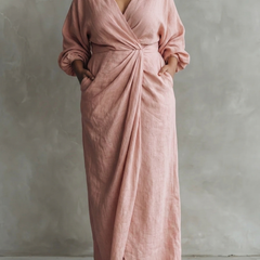 Betty™ - Elegant Linen V-Neck Maxi Dress