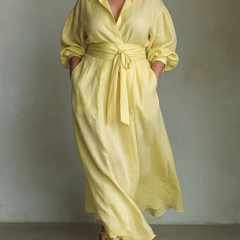 Anisha™ - Summer Linen Maxi Shirt Dress
