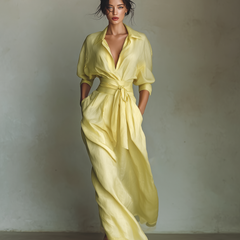 Anisha™ - Summer Linen Maxi Shirt Dress