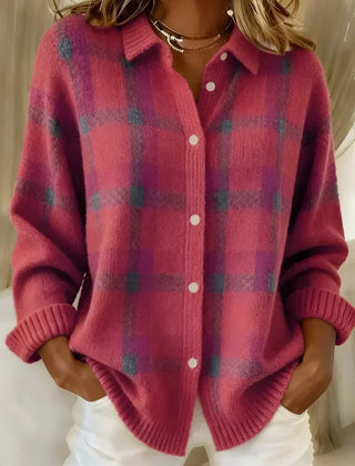 Ashley™ | Classic Collared Plaid Cardigan