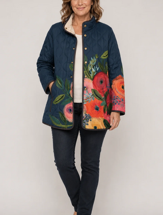 Amaya | Vintage Floral Print Quilted Jacket