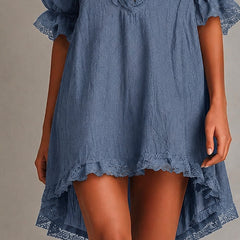 Elodie | Lace-Trim V-Neck Mini Dress