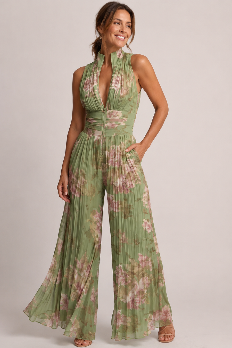 Djoni | Pleated Halter Jumpsuit