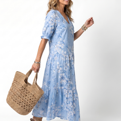 Alora | Floral Print Tassel Tie Midi Dress