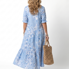 Alora | Floral Print Tassel Tie Midi Dress