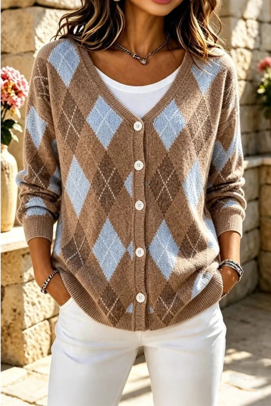 Everly | Geometric Long Sleeve Casual Cardigan