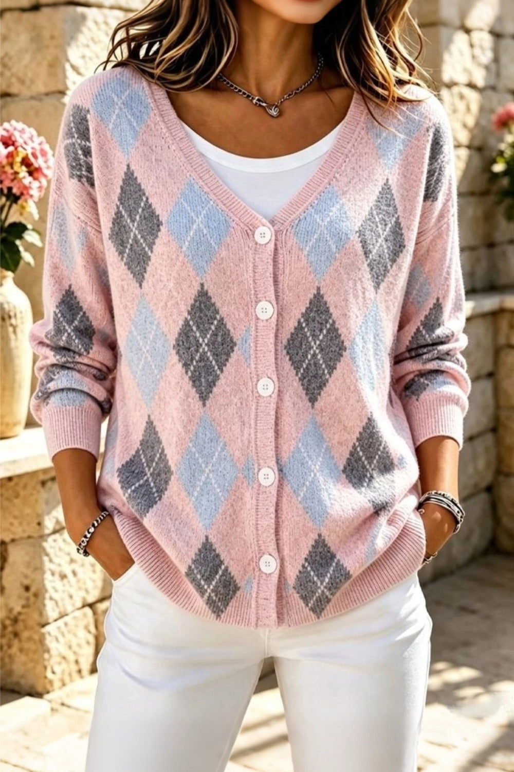 Everly | Geometric Long Sleeve Casual Cardigan