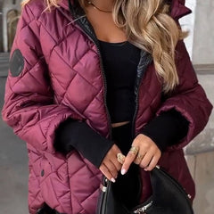 Camila | Women's Diamond Quilted Hooded Zip-Up Puffer Jacket