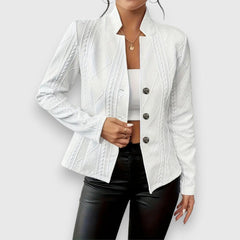 Scarlett | Women's Cable-Knit Mock-Neck Long-Sleeve Fitted Sweater