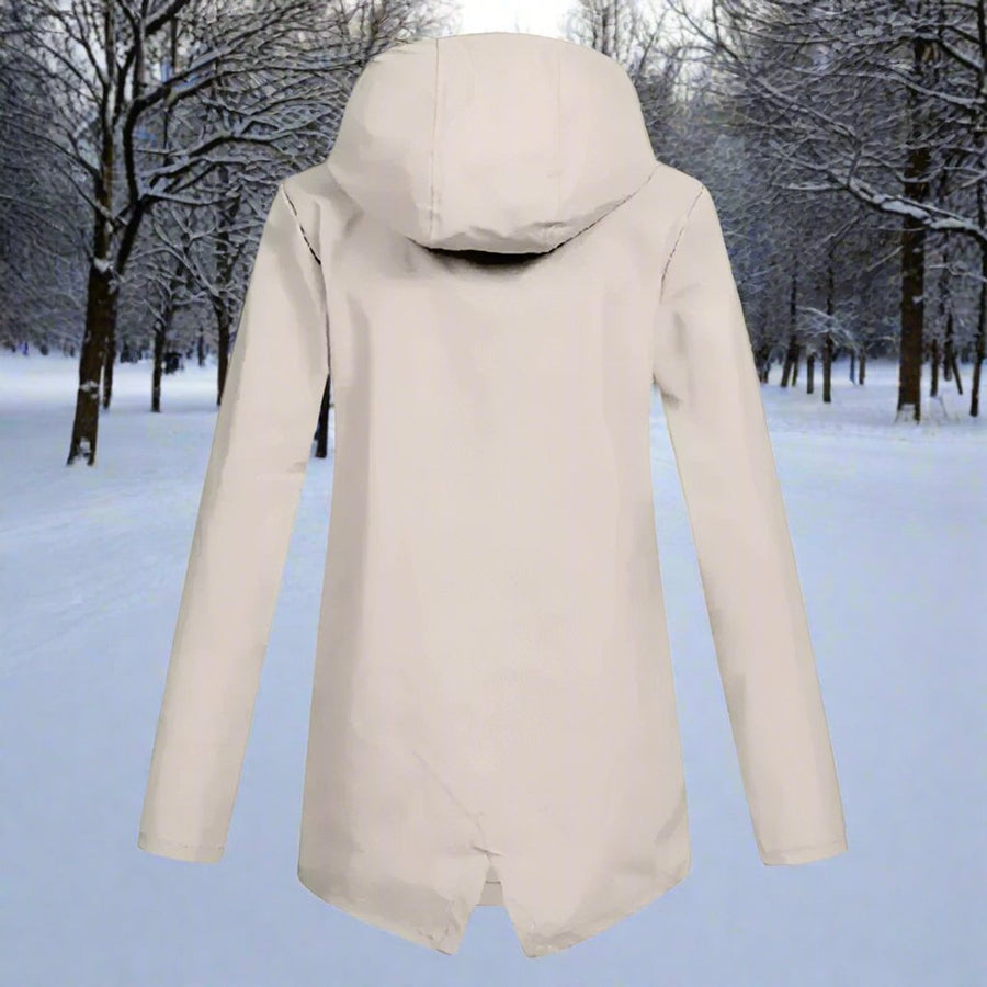 Layla | Women's Waterproof Hooded Rain Jacket Zip-Up Longline