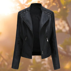Amelia | Women's Moto-Style Zip-Up Faux Leather Biker Jacket