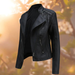 Amelia | Women's Moto-Style Zip-Up Faux Leather Biker Jacket
