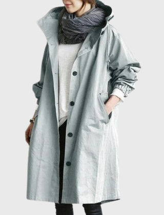 Amelia | Women's Hooded Waterproof Relaxed-Fit Long Trench Coat
