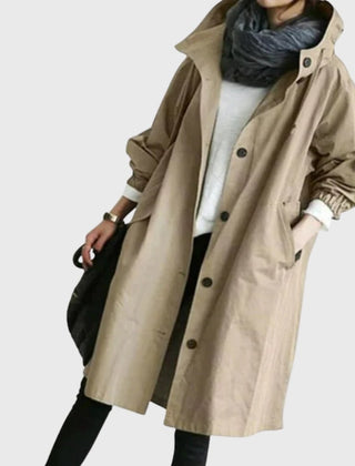 Amelia | Women's Hooded Waterproof Relaxed-Fit Long Trench Coat