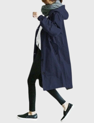 Amelia | Women's Hooded Waterproof Relaxed-Fit Long Trench Coat